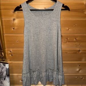 Easel Gray Sleeveless Ruffle Hem Top